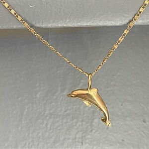 14K Dolphin Charm Pendant